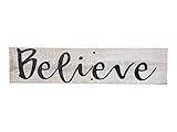 Believe - Rustic Farmhouse Decor Sign- 100% Reclaimed Wood - Weathered barn Wood Fixer Upper Style(White/Black)