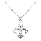 925 Sterling Silver Fleur-de-lis Pendant Necklace for Women - Birthday Anniversary Necklace Gift for Wife Mom Grandmother Best Friend (20 inches)