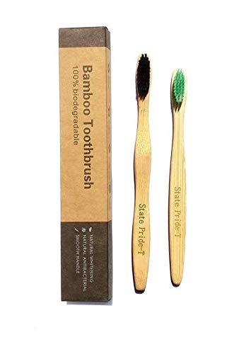 State Pride-T Wooden Biodegradable Eco-Friendly Natural Bamboo Bristles Toothbrush for Adults Pack of 2 with Cotton Pouch (B07JC93HZ3) Amazon Price History, Amazon Price Tracker
