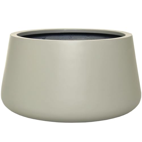 VIVANNO Pflanzentopf Pflanzkübel Fiberglas Gordo 29x45 cm Frostsicher - Blumentopf Bauchig Rund Creme Groß Außen, Innen