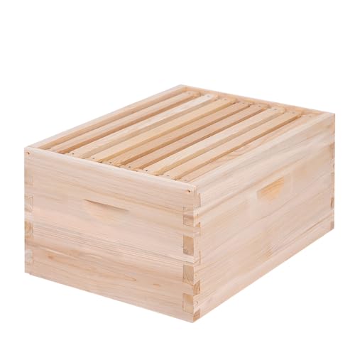 BEEINN 8 Frame Deep Beehive Box Langstoth Deep Brood Bee Hive Box Include Beehive Frames and Waxed Foundations