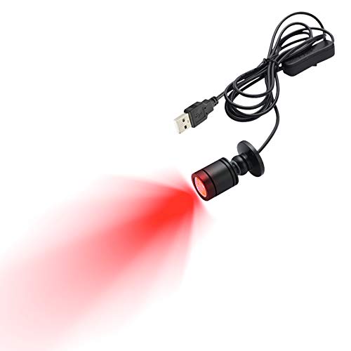 KAYYELAMP 1-Light 1W Mini LED Red Light Spotlight 360° Rotatable Dimmable Breathable Lighting Black Shell with 6.5 Ft USB Dimmable Cable for Accent Lighting Cartoon Showcase Cabinet Lego Model