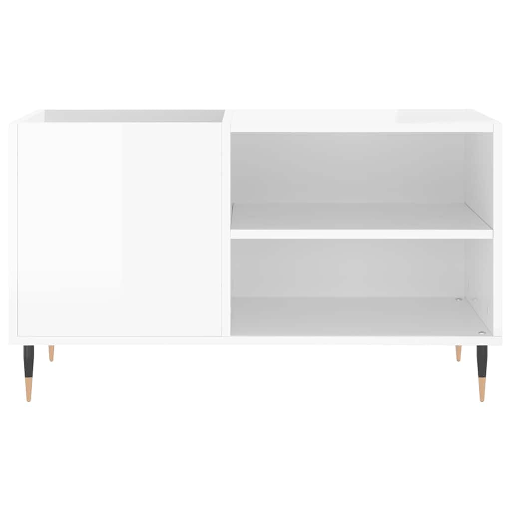 Armadio per dischi in vinile bianco lucido, 85 x 38 x 48 cm, in legno e ferro, scaffale in vinile per dischi e giradischi, armadio per fono