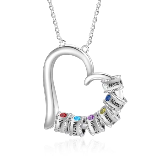 Jewelstruck Personalized Mothers Necklace with Birthstone Custom Names Necklace Family Gifts for Women Mom Wife Nana Mothers Day Gift Ideas Christmas