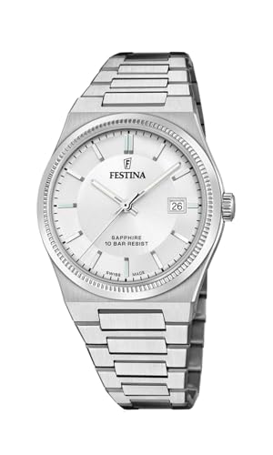 Festina montre pour homme F20034/1 élégante en acier inoxydable gris du bureau aux soirées