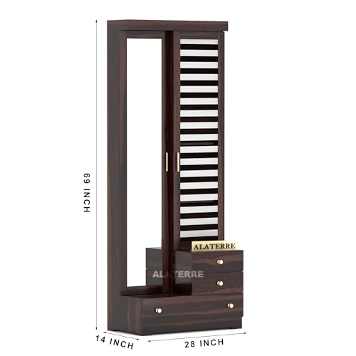 Image of Sheesham Wood Dressing Table with Double Door | Wooden Dressing Table | Sheesham Wood | Bedroom Furniture (Walnut)