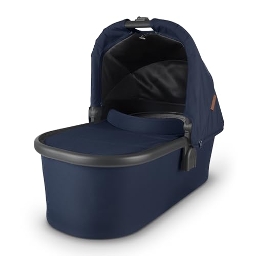 Image of UPPAbaby Bassinet/Compatible with Vista, Cruz, Ridge, Minu Strollers/Overnight Sleep Solution/Mattress, Sheet, and Bug Shield Included/Noa (Navy/Carbon Frame)