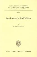 Zur Geldtheorie Don Patinkins 3428025024 Book Cover