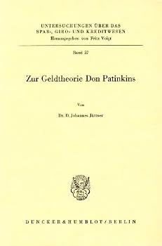 Paperback Zur Geldtheorie Don Patinkins [German] Book