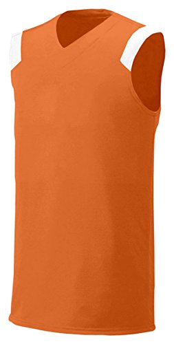 Maillot de sport col en V orange et blanc taille L pour jeune