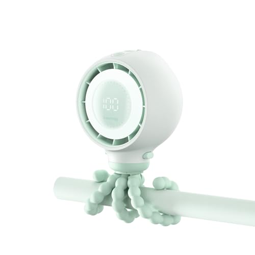 Dreamegg Moon-023 - Ventilador silencioso para cochecito de bebé, 3 velocidades, giratorio 360°, luz LED