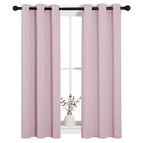 Image of NICETOWN Blackout Curtain Panels for Girls Room, Nursery Essential Thermal Insulated Solid Grommet Top Blackout Drapes (Baby Pink=Lavender Pink, 1 Pair, 29 x 45 Inch)