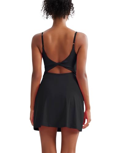Image of Sexyasasii Women's Summer Tennis Dress with Built in Shorts and Bra Sleeveless Backless Workout Active Exercise Golf Dress