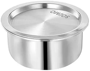 Amazon Brand - Solimo Tri-Ply Stainless Steel Tope with steel lid (14 cm)