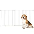 PawHut Cancellino per Cani e Animali Domestici 3 Estensioni Larghezza Regolabile Fino 147.5 cm e Chiusura Automatica, Bianco