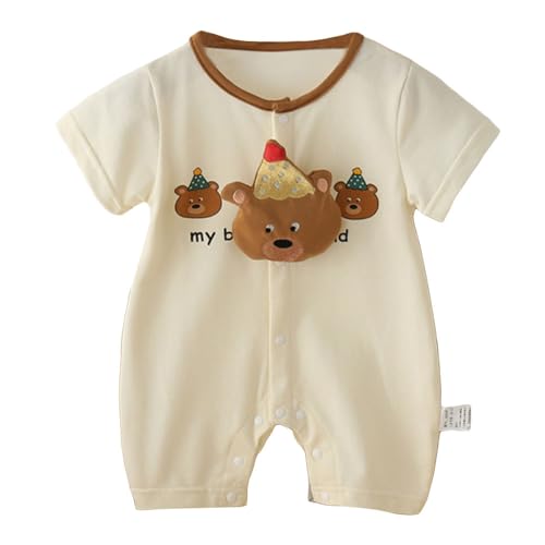 Baby Boys Animal Print Short Sleeves Cream Rompers
