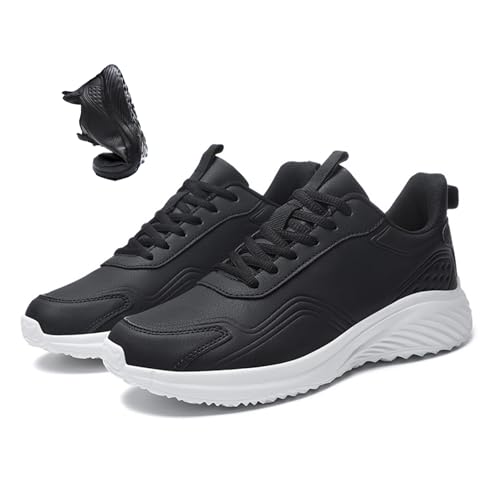 Men's Leather Waterproof Casual Walking Shoes Fashion Soft Sole Non-Slip Lightweight Slip-On Work Shoes Comfortable Hombre Food Service Chef Shoes (Black/B,8.5)