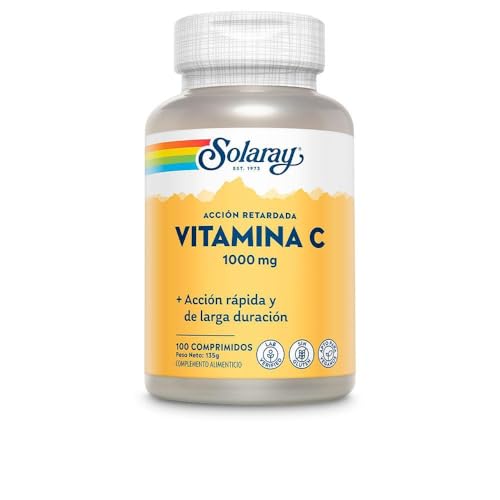 SOLARAY Vitamin C 1000mg | Con Escaramujo Y Acerola | Acción Retardada| Sin Gluten | Apto Para Veganos | Comprimidos, One size, Vanilla, 100 Unidad
