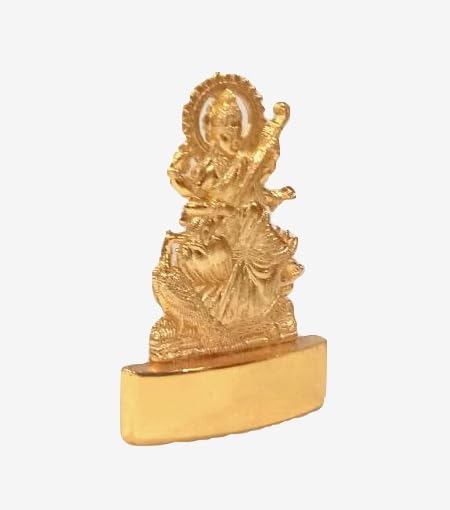 Estatua Decorativa de Saraswati en Metal Ashtadhatu miniatura 4