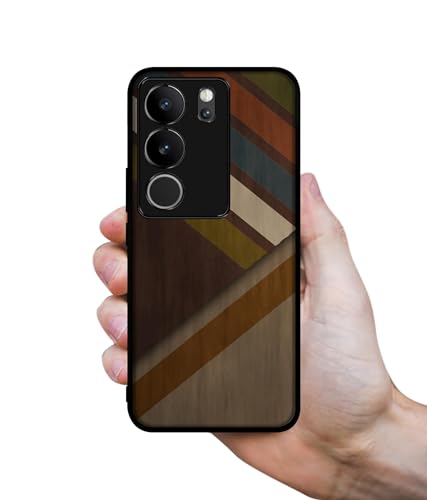 Image of Colorful Wooden Pattern Design Premium 2D Printed Metal Back Case Cover for Vivo V29 5G / V29 Pro 5G