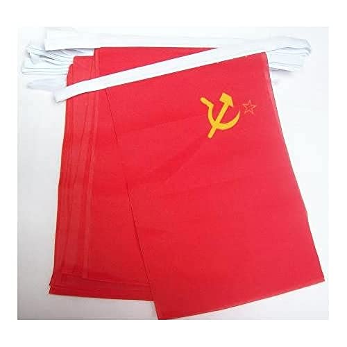 AZ FLAG - Guirlande Drapeau URSS - 6 Mètres Avec 20 Fanions Communiste - Russie De 21x14 cm - Petits Drapeaux 100% Polyester - 60g