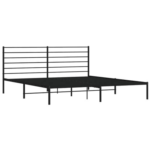 Bettgestell mit Kopfteil, Metall Schwarz, 180x200 cm, Robustes Design, Hohe Stabilität, Zusätzlicher Stauraum, Modernes Schlafzimmer Möbel – Bild 4