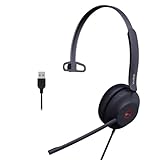 Yealink UH37 USB Headset with Microphone for PC Laptop - Headphones with Noise Cancelling Microphone for Computer,On-Ear Wired Office Call Center Headset Mono