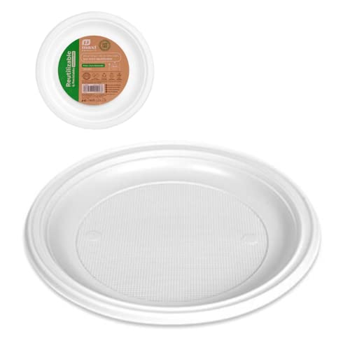 PLATO DE PLASTICO MAXI REUTILIZABLE (100unidad, 20,5cm)