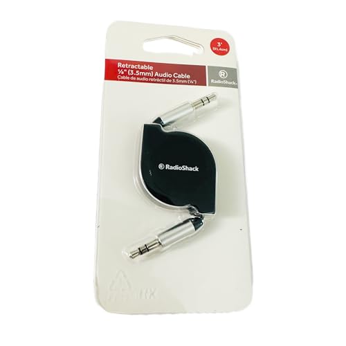 Cable de audio auxiliar retráctil 3.5mm macho a macho 0.91 m miniatura 2