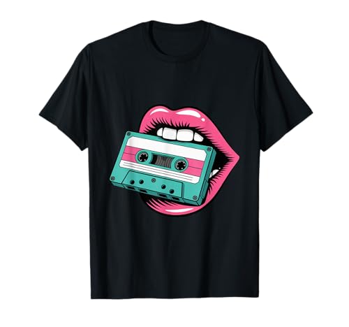 Vibes nostalgiques des années 80 et 90 : lèvres vibrantes, t-Shirt Cassette T-Shirt