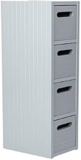 spot on dealz® Bathroom Storage Cabinet 4 Drawer Unit Wooden Cupboard Bathroom Cabinets Free Standing Grey Drawers Furniture Units For Toilet Accessories