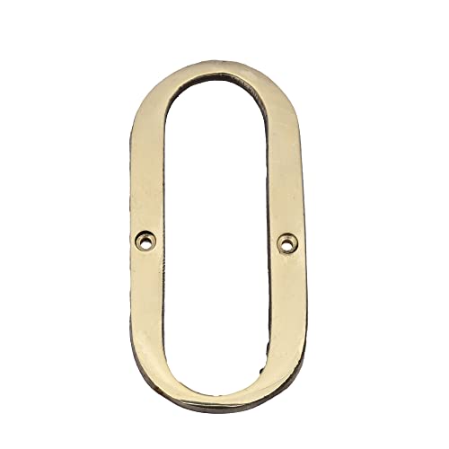 Image of 4 inch Brass House Hotel Door Number Plaque Sticky Numeric Numerical Digit 0-9 [9 (Nine)] (ZERO)