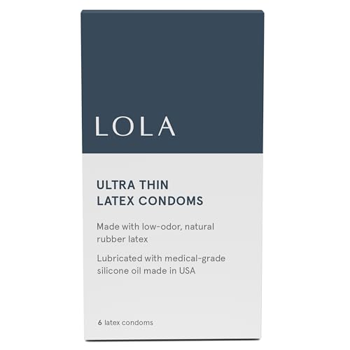LOLA Regular Ultra Thin Latex Condoms - Ultra Thin Condoms with Silicone Based Lube for Sensitive Skin Lubricated with Natural Rubber Latex Vegan 6 Count