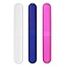 Produktbild kwmobile 3 Zahnbürsten Etui aus Kunststoff - 21 x 3 x 2 cm - Zahnbürstenhülle mit Lüftungsschlitzen - Hülle Weiß Pink Blau