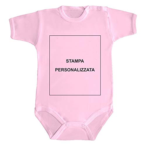 Body Neonato Bimba Bimbo bebé Pigiama Stampa Personalizzata (Rosa, 6 Mesi)