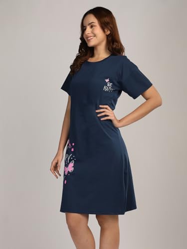 Image of Duchess Cotton Half Sleeve Oversized T-Shirts for Women| Nighty - Loose Fit Tee with Pocket