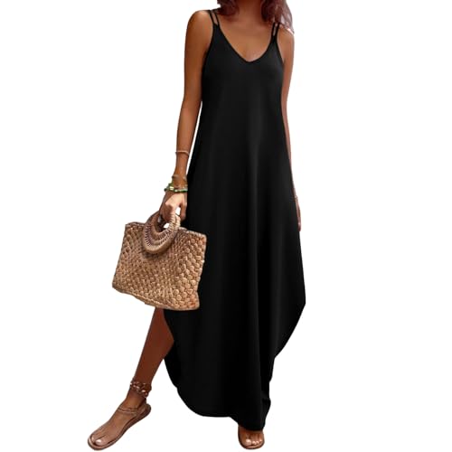 Robe longue sans manches avec fente d'aisance et col en V respirant