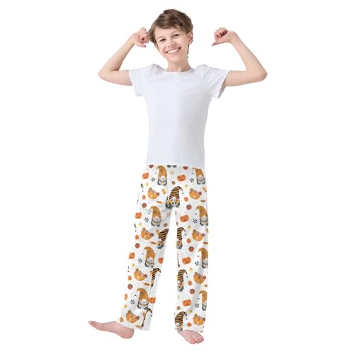 Gnome Halloween Pumpkin Boys Long Pants Soft Trousers Elastic Waist Kids Lounge Bottoms with Pockets S-XL2