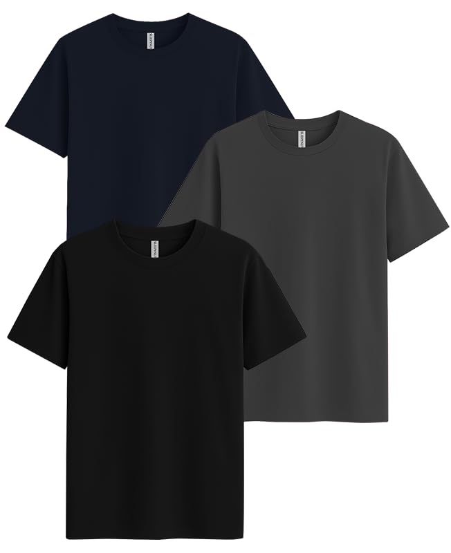 Image of Sleepynuts Women's S to 3XL Premium Half Sleeve Round Neck Plain Combed Cotton Tshirt Pack of 3 Loose Fit T-Shirts Combo