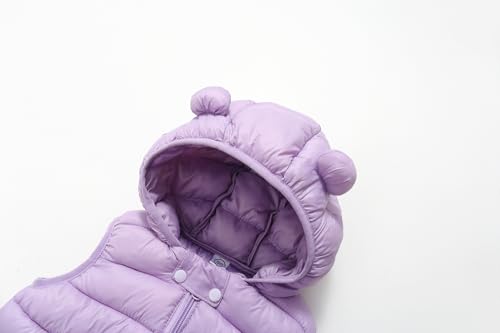 Image of AIWUHE Baby Boys Girls Hooded Puffer Vest Winter Lightweight Sleeveless Bear Ears Zipper Up Jacket Down Vest Coat Vests Kids