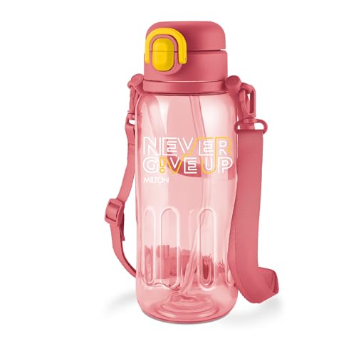 Image of MILTON Regan 1000 2-in-1 Lid Sip or Gulp Water Bottle 1 ltr | Sturdy Handle And Strap | BPA Free| Food-Grade | One-Touch Open | Leak-Proof | Ideal for Office, School, College, Gym, Pink
