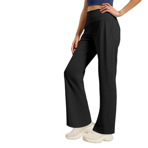 Pantalones casuales elásticos de mujer con cintura alta y bolsillos