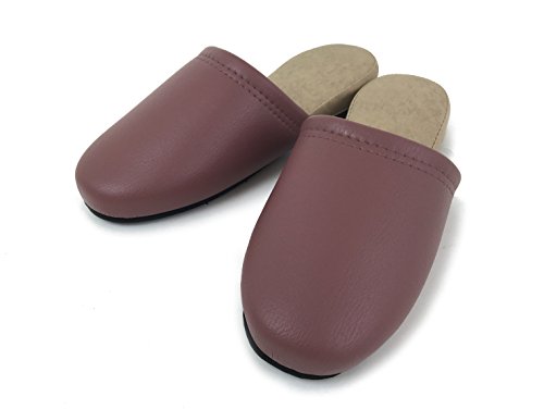 オーミケンシ 抗菌 レザー調ツートンカラースリッパ モーブピンク 約23~26.5cm 10800078