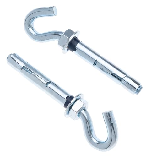 Keple M6 Crochet mural en béton, crochet d'ancrage à manchon métallique, 6x45mm vis à crochet avec 8mm Cheville en béton extensible et écrou hexagonal, fixation sur béton et pierre (10 pcs)