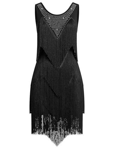 Odizli 20er Jahre Kleid Frauen Damen Vintage Retro Flapper Great Gatsby Glitzer Fransenkleid 1920er Party Charleston Kostüm Ärmellos Sexy Bodycon...