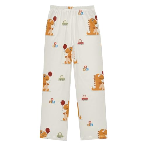 Dinosaur Car Boys Pants Boys Athletic Pants Long Pant for Boywith Pockets Wide-Leg Size 6-14Y