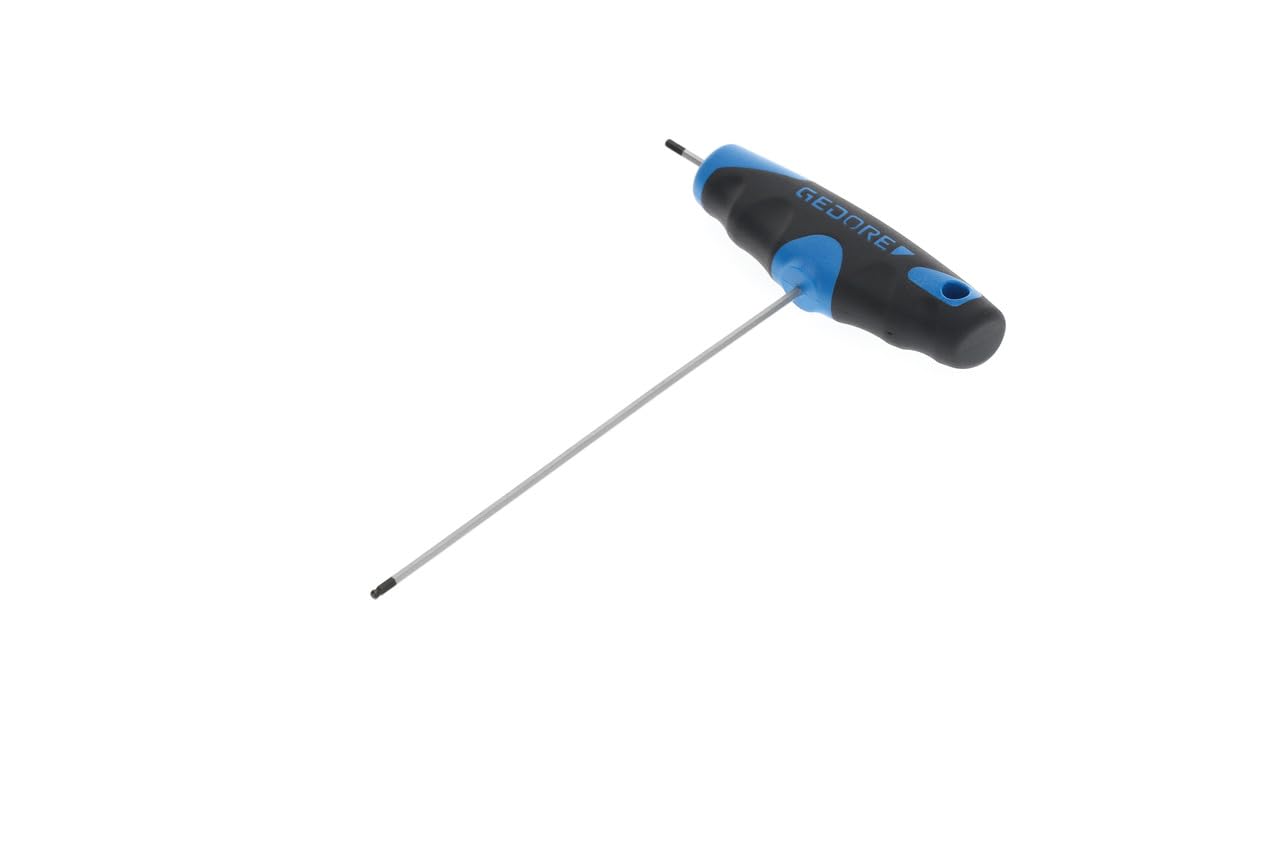 GEDORE Key for Allen screws, 2C T-handle and ball head, AF 2 mm, Length 152 mm, DT 2142 2