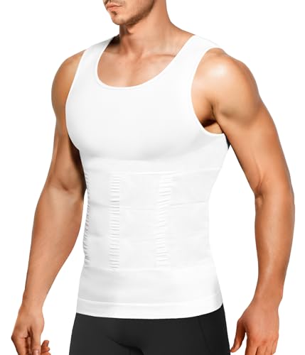 Nebility Shapewear Men Compression Shirt - Slimming Body Shaper Tummy Control Vest Workout Tank Top Undershirt