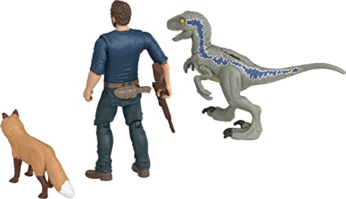 Jurassic World Dominion Human & Dino Pack Owen & Velociraptor Beta & Accessories, Authentic Action Figures, Movable Joints, Ages 4 Year & Up
