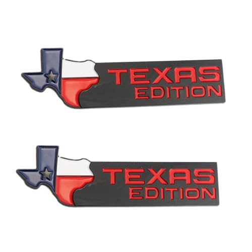 Image of 2X Texas Edition Emblem Fender Door Tailgate Sticker Nameplate(Black&red)